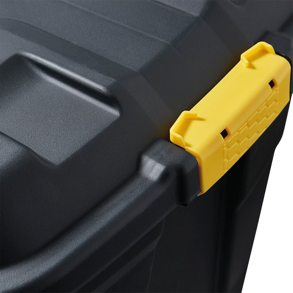 Aufbewahrungsboxen Fellowes Bankers Box 100143947, 175 Liter, Außenmaße: 520x940x560mm (BxTxH), 95% recycelter Kunststoff, Deckel, Spannverschlüsse, Rollen, schwarz, schwarz