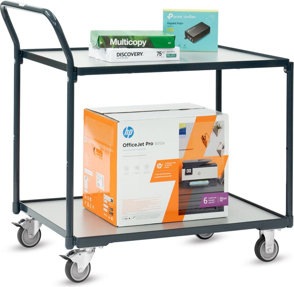 Transportwagen Fetra Tischwagen Basic 2241-7016, 91x61cm Ladefläche, 2 Böden, bis 200kg, anthrazitgrau