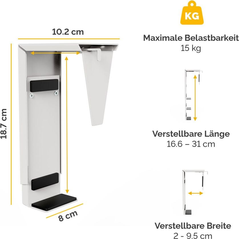Computerhalterung Fellowes Desk Thin Client Holder, für Client oder CPU, zur Montage unter dem
Schreibtisch, max. Tragkraft 15 kg, weiß