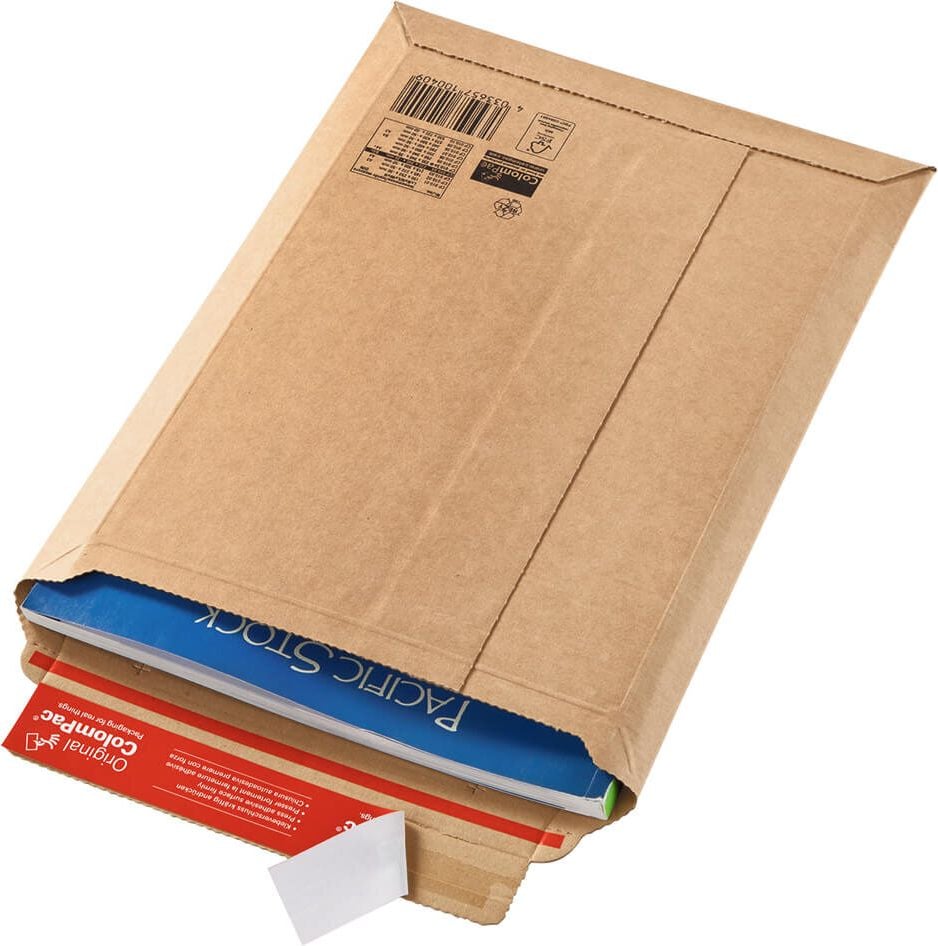 Wellpappe-Versandtaschen Colompac CP 010.06, für B4, Außenmaße: 262x375mm, 50mm Füllhöhe,
braun, Pack 20 Stück