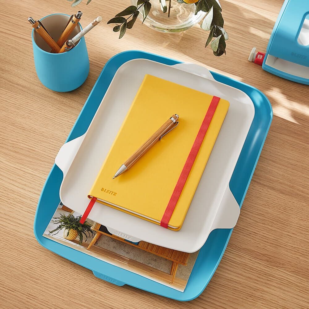 Ablagekorb Leitz Cosy 5259, A4, 4,3cm hoch, Polystyrol (PS), mit
hellgrauem Organiser, grau