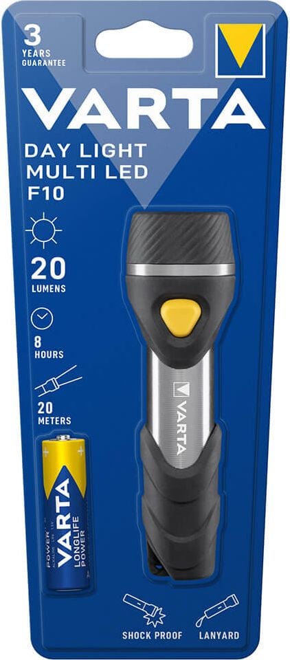 Taschenlampe Varta Day Light Multi LED F10 16631, LED (5x5mm), 20 Lumen, 20m Leuchtweite, inkl. 1 Mignon-Batterie (AA)