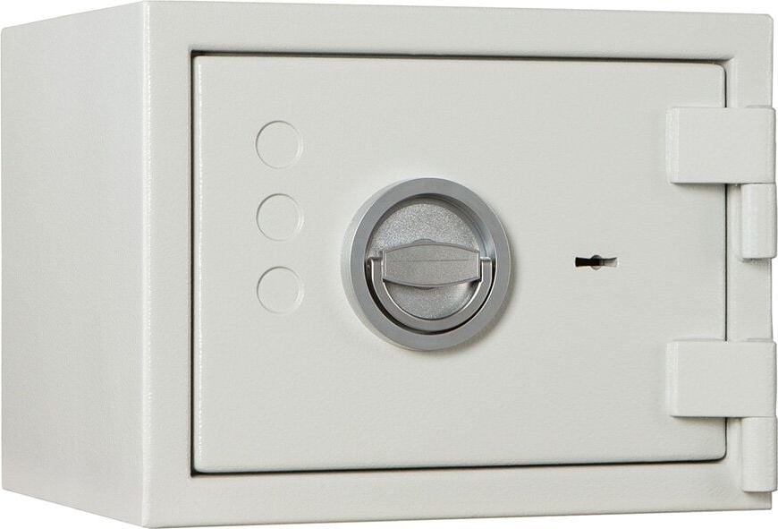 Sicherheitsschrank Format Seguro 10 022810-00000, 27,2x35,7x31cm, 26kg, Doppelbartschloss, Sicherheitsstufe S2 gemäß EN 14450, 11 Liter Volumen, hellgrau