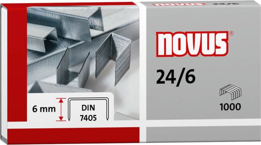Heftklammern Novus 24/6 DIN 040-0158, verzinkt, Pack 1.000 Stück