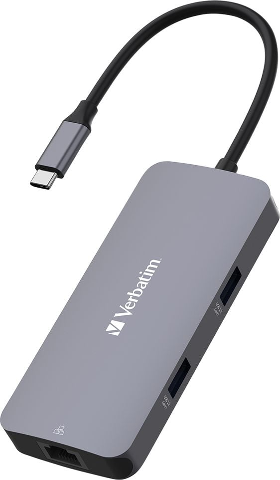 USB-Hub Verbatim Pro Multiport CMH-05 32150, USB 3.2 Gen1, 5 Ports, 1x HDMI, 1x RJ45 Ethernet, 2x USB-A 3.0, 1x USB-C PD, anthrazit