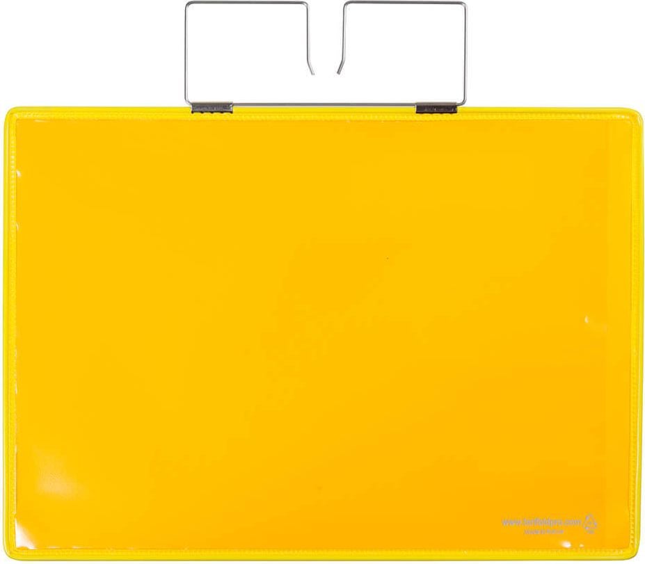 Gitterboxtaschen tarifold Kennzeichnungshülle 16504, A4 quer, Drahtbügel, PVC verstärkt,
Pack 10 Stück, gelb