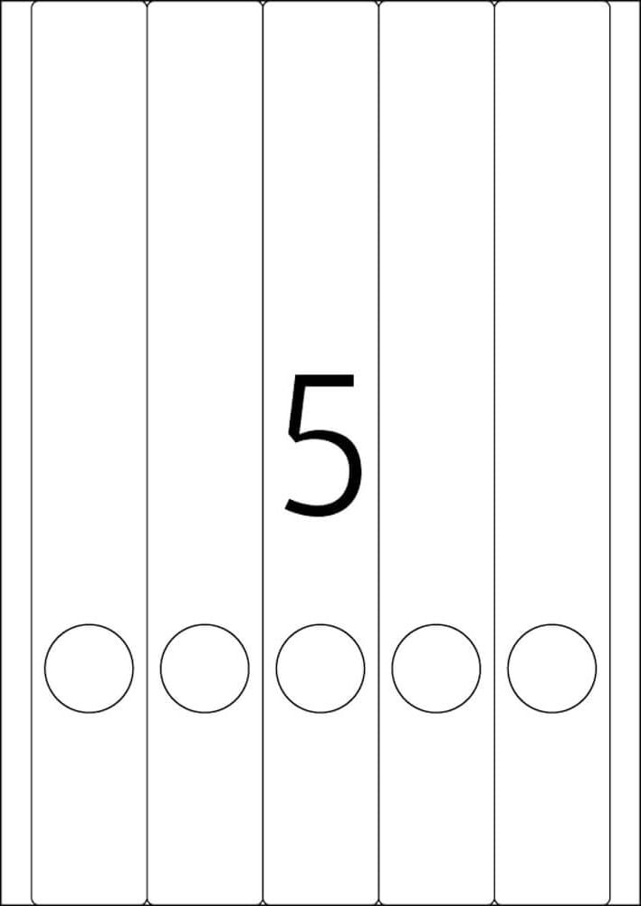 Rückenschilder Herma 10175 Ablösbare Ordneretiketten, schmal/lang, 297x38mm, auf A4, weiß, Pack 25
Blatt/125 Stück