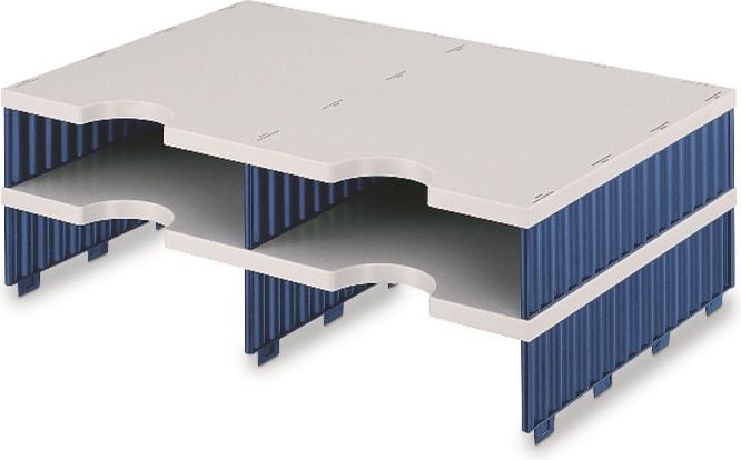 Sortiersystem styrodoc duo Aufbaueinheit 2681202, 4 offene Fächer, 2 Etagen, blau
