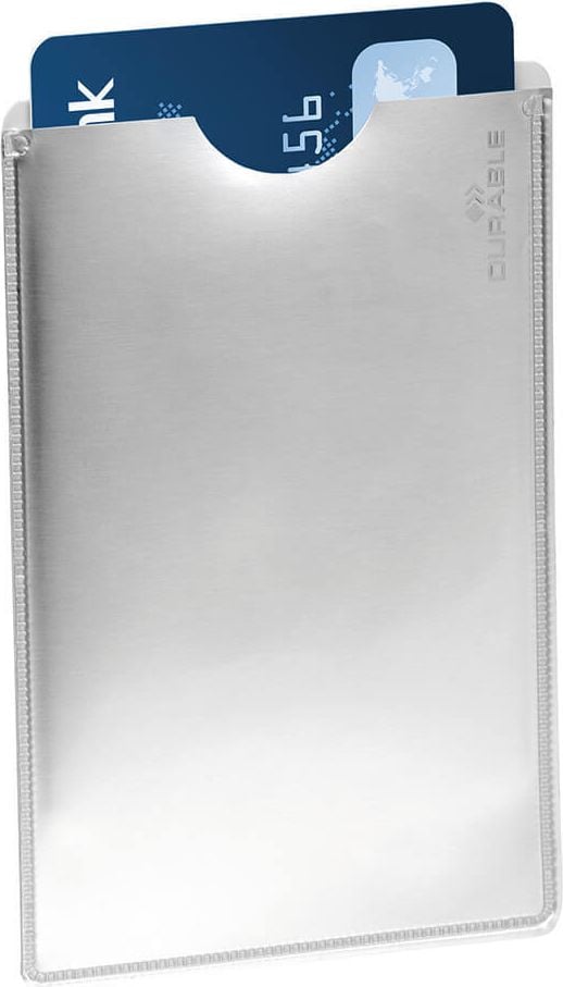 RFID-Schutzhüllen Durable RFID SECURE 8900, 54x86mm, für 1 Karte, RFID-Schutz, metallic
silber, Beutel 10 Stück