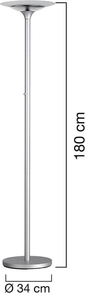 LED-Stehleuchte Unilux VARIAGLASS 400090473, 30 W LED (warmweiß), 120lm, stufenlos
dimmbar, 180cm hoch, metallgrau