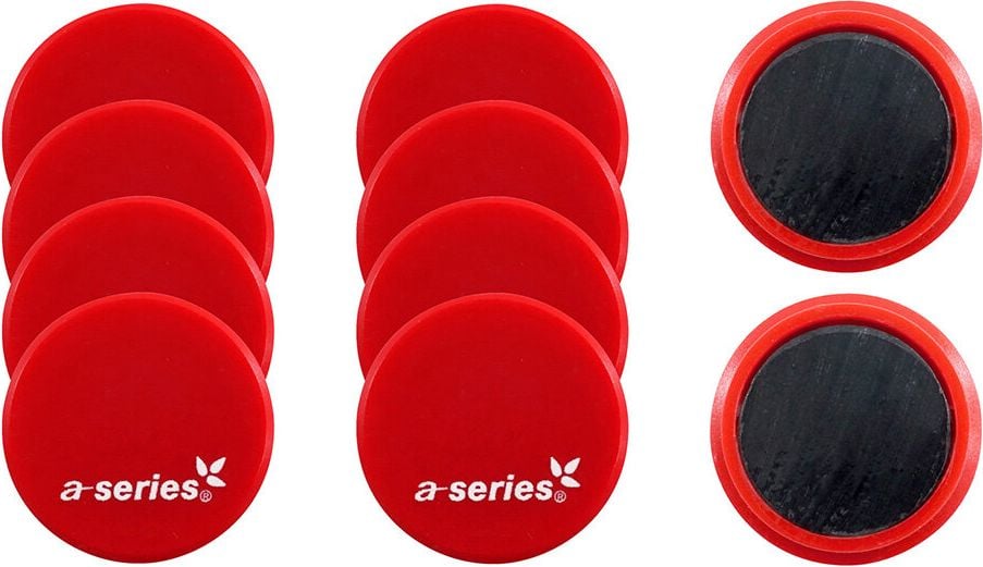 Magnete a-series AS1687, 38mm Durchmesser, 1500g Tragfähigkeit, Pack 10 Stück, rot