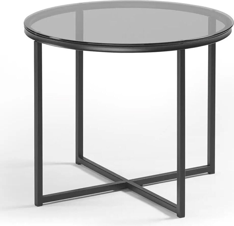 Beistelltisch Deskin Glastisch XABI, 450 x 550 x 550 mm ( HxBxT), ESG-Sicherheitsglas, Gestell schwarz mit Bodengleiter