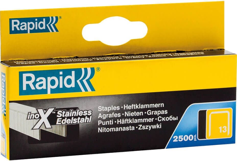 Heftklammern Rapid 13/6 V2A 11830726, Edelstahl-Feindraht, 5 Schachteln à 2.500
Klammern