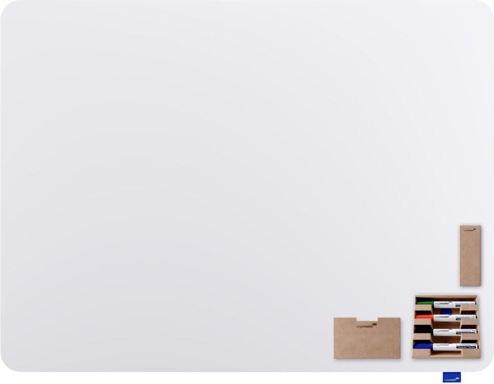 Whiteboard Legamaster ESSENCE 7-107054, 90x120cm, emailliert, trocken abwischbar, rahmenlos, abgerundete Ecken, Wandaufhängung, inkl. Zubehör, FSC, EU Ecolabel