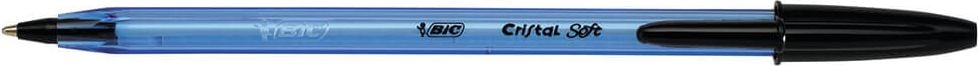 Kugelschreiber BIC Cristal Soft, Medium 0,4mm, Einweg, Kappe mit Clip in
Minenfarbe, transparenter Schaft, schwarz