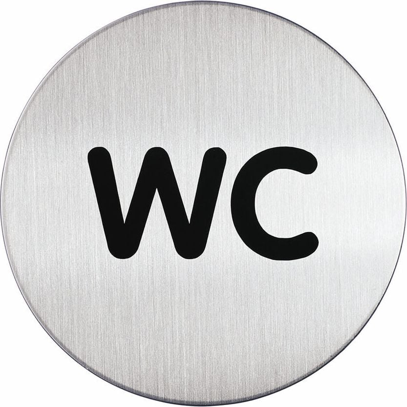 Hinweisschilder Durable PICTO 4907 WC, 83mm Durchmesser, selbstklebend, Edelstahl,
metallic-silber