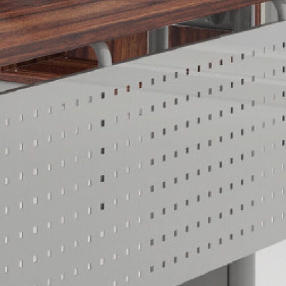 Hubschreibtisch Geramöbel Elektro Flex S-08F1811, 180x100cm (BxT), 65-125cm Höhe, Freiform
rechts, T-Fuß silber, buche