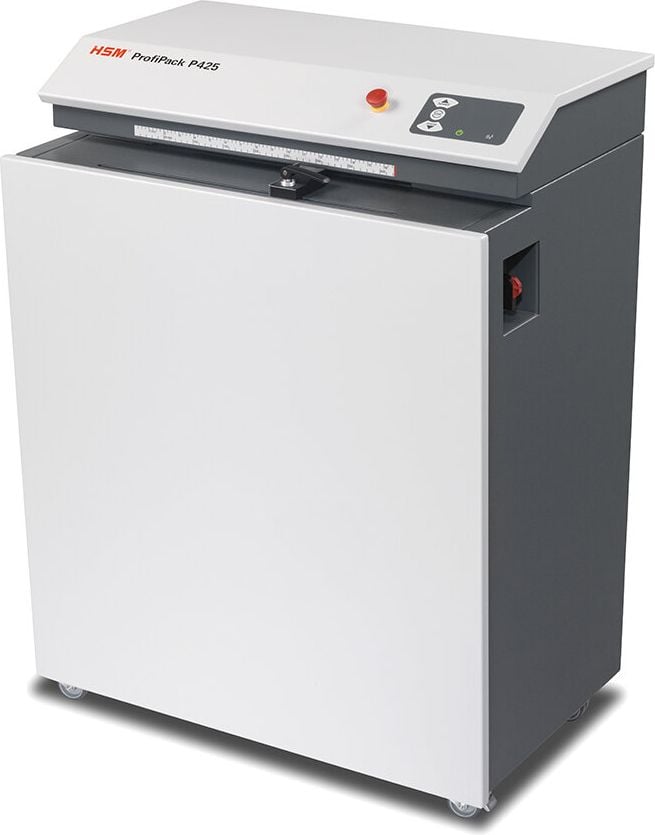 Verpackungspolstermaschine HSM ProfiPack P425-400V 1533054, variables Polstermaterial, 120kg/h, mobil auf Rollen, inkl. Adaptionssatz für Absaugung, 770x611x1040mm