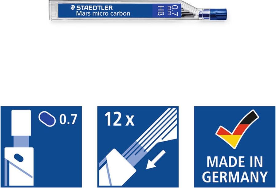 Druckbleistiftminen Staedtler Mars micro carbon 25007, 0,7mm, Dose à 12 Minen!!!, HB