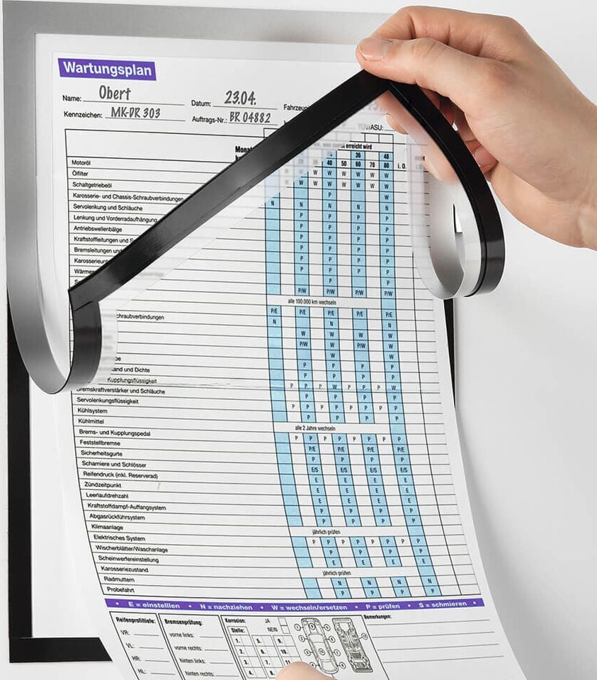 Inforahmen Durable DURAFRAME Magnetic Note A4 4989, A4 hoch/quer, Rückseite magnetisch, Stiftehalter, schwarz