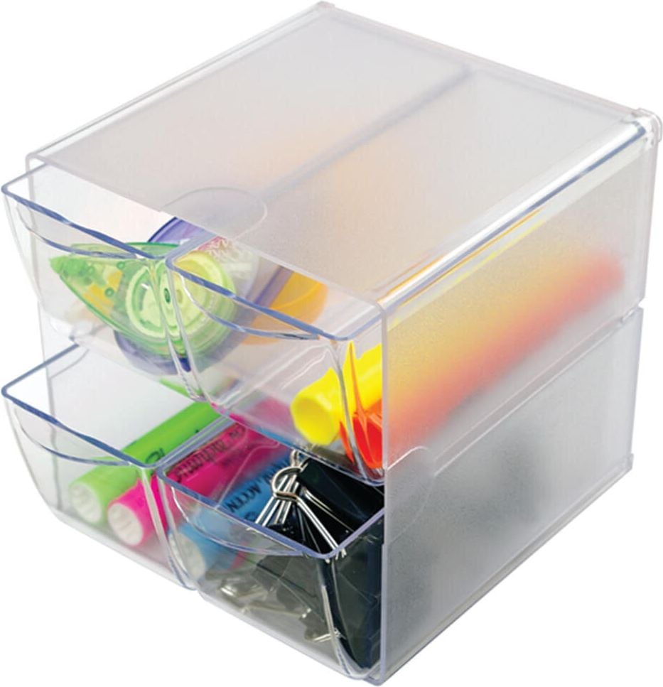 Aufbewahrungsbehälter deflecto CUBE Organisationsbox 350301, 153x183x153mm, 4 geschlossene Schubladen,
transparent, glasklar