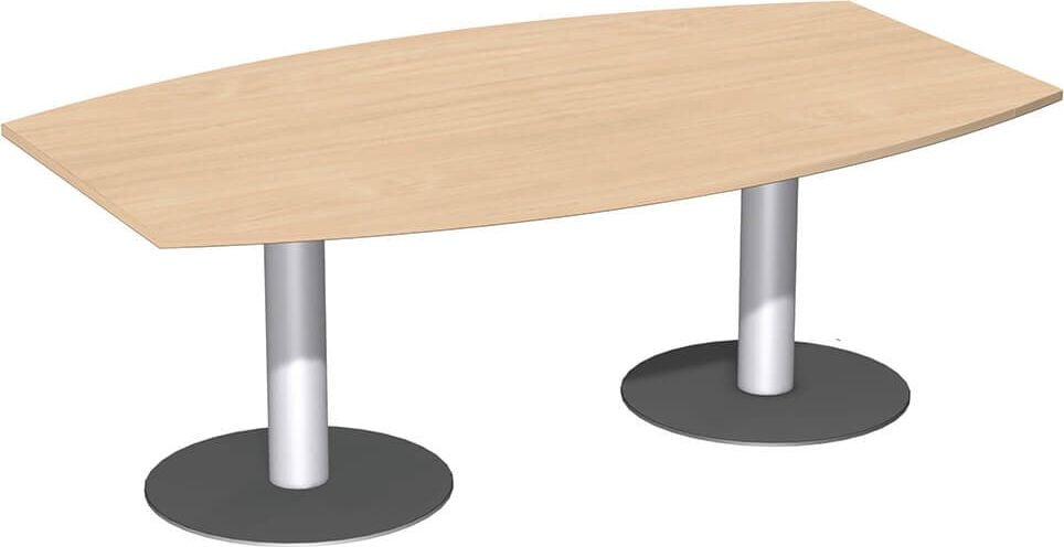 Konferenztische Geramöbel Tellerfuß S-13TF2012, 200x72x120/80cm (BxHxT), Fassform, Tellerfuß
silber/anthrazit, buche