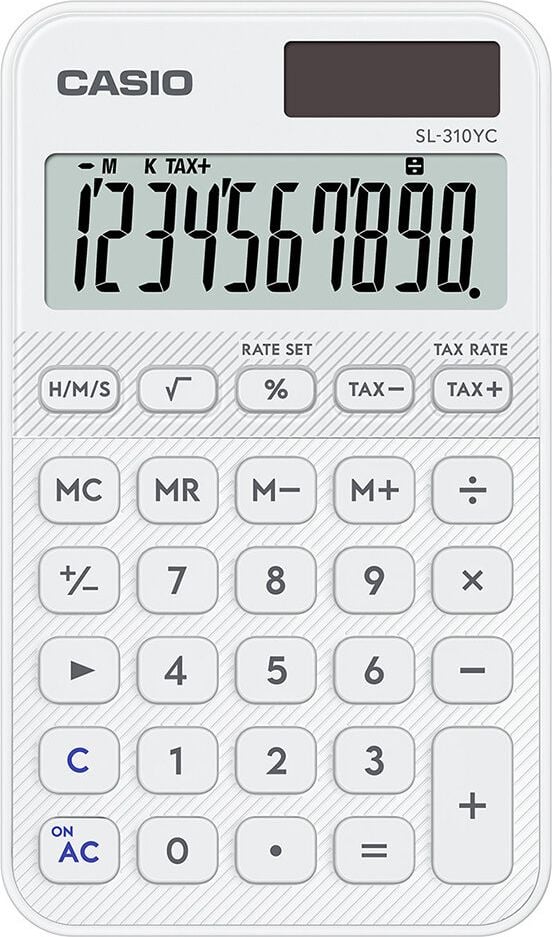 Taschenrechner Casio SL-310YC, 10-stelliges LC-Display, Solar- und
Batteriebetrieb, weiß