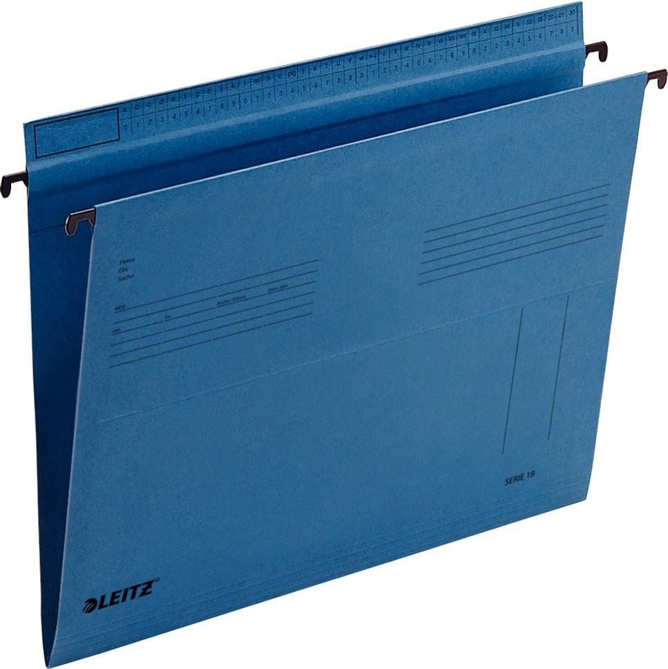 Hängemappe Leitz Serie 18 1815, seitlich offen, Schlitzstanzung, Manilakarton
320 g/m², blau