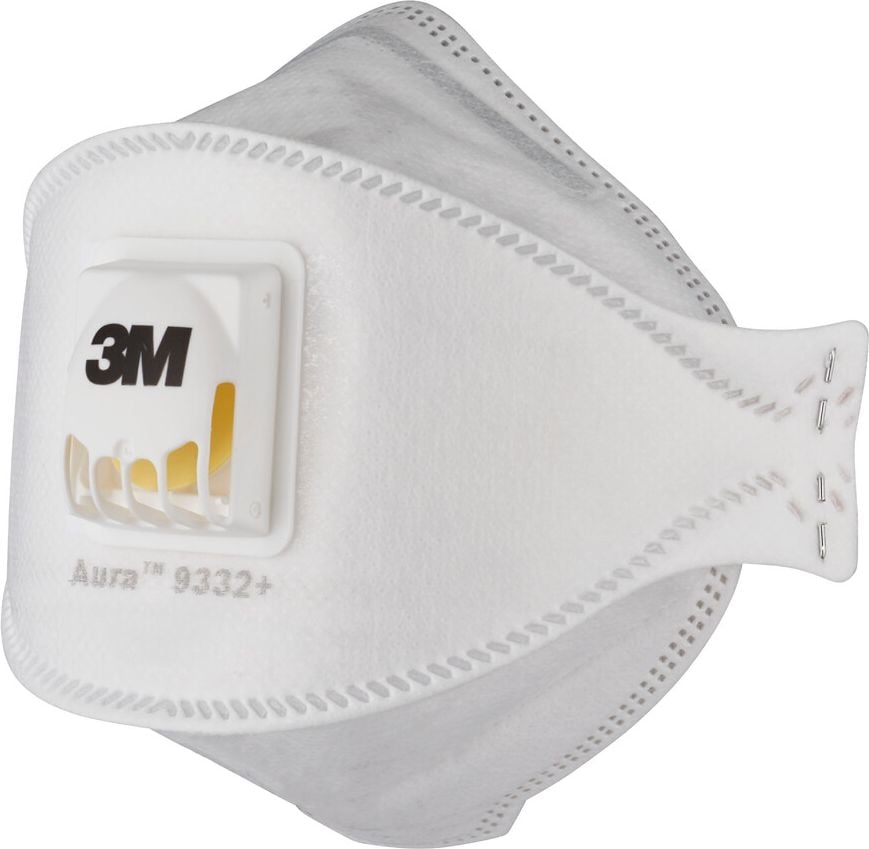 Atemschutzmaske 3M Aura Cool Flow 9332PRO10, Schutzklasse FFP3, Ausatemventil, faltbar,
gepolsterter Nasenflügel, Pack 10 Stück