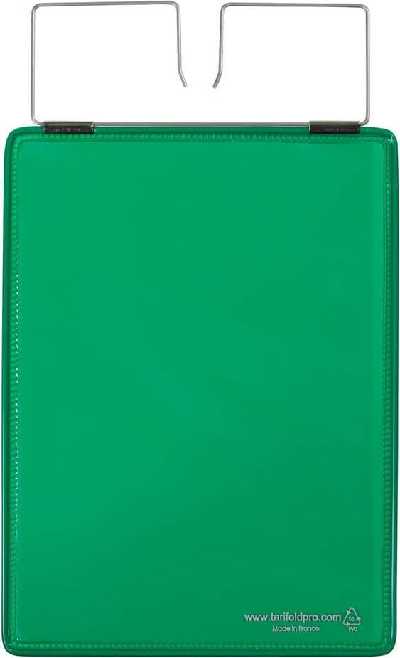 Gitterboxtaschen tarifold Kennzeichnungshülle 16520, A5 hoch, Drahtbügel, PVC verstärkt,
Pack 10 Stück, grün