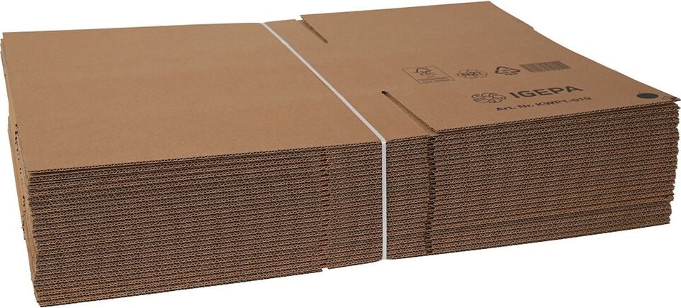 Versandkarton FEFCO 0201 KWP1-019, 430x310x230mm (LxBxH), braun, ein
Höhenriller, Pack 25 Stück