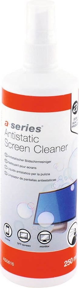 EDV-Bildschirmreiniger a-series AS0616, für Flachbildschirme, antistatisch,
Pumpflasche 250ml