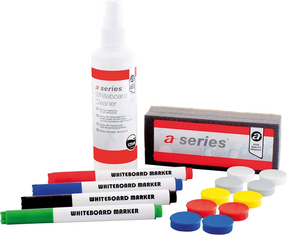 Whiteboard Starter-Set a-series AS0630, 4 Whiteboardmarker, 10 Magnete, Tafellöscher,
Reinigungsspray