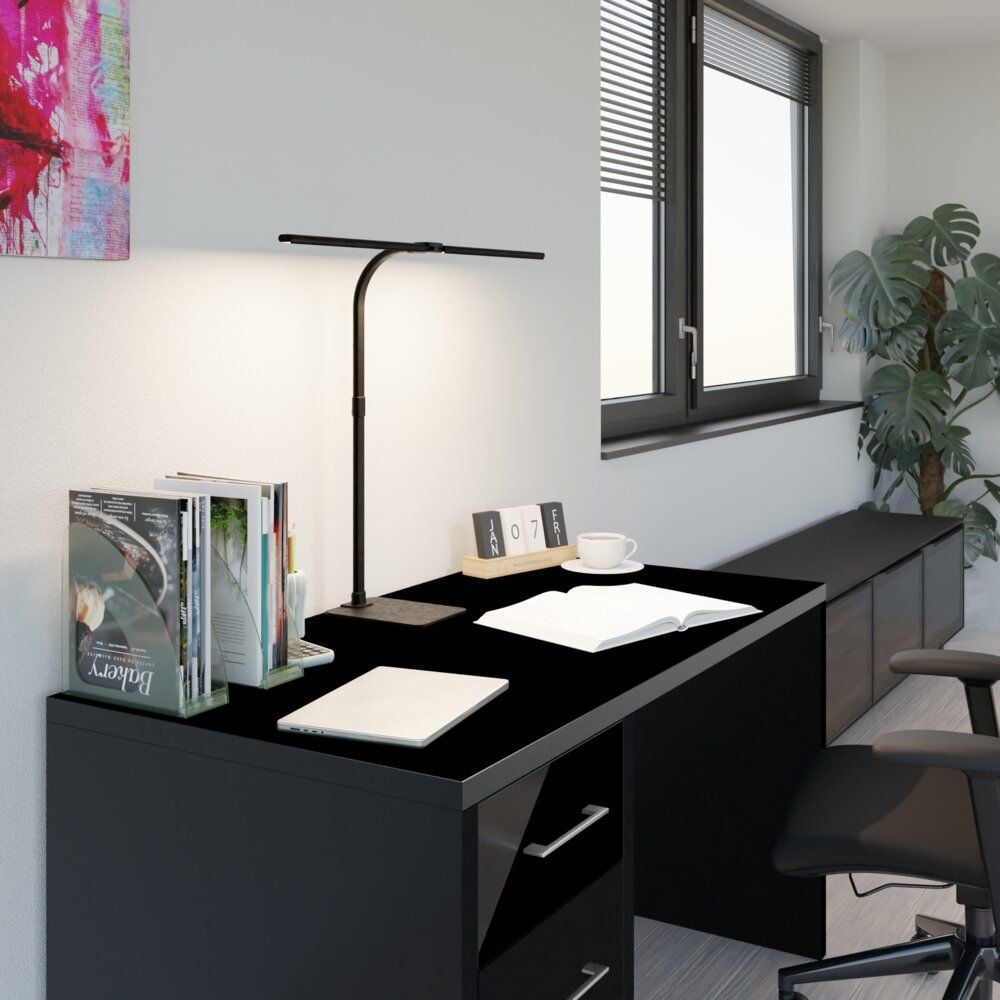 LED-Schreibtischleuchte Hansa Novano 41-5011.009, 20 W, LED (warmweiß, neutralweiß, tageslichtweiß), 1200 Lumen, dimm- und wechselbare Farbtemperatur, schwarz, schwarz