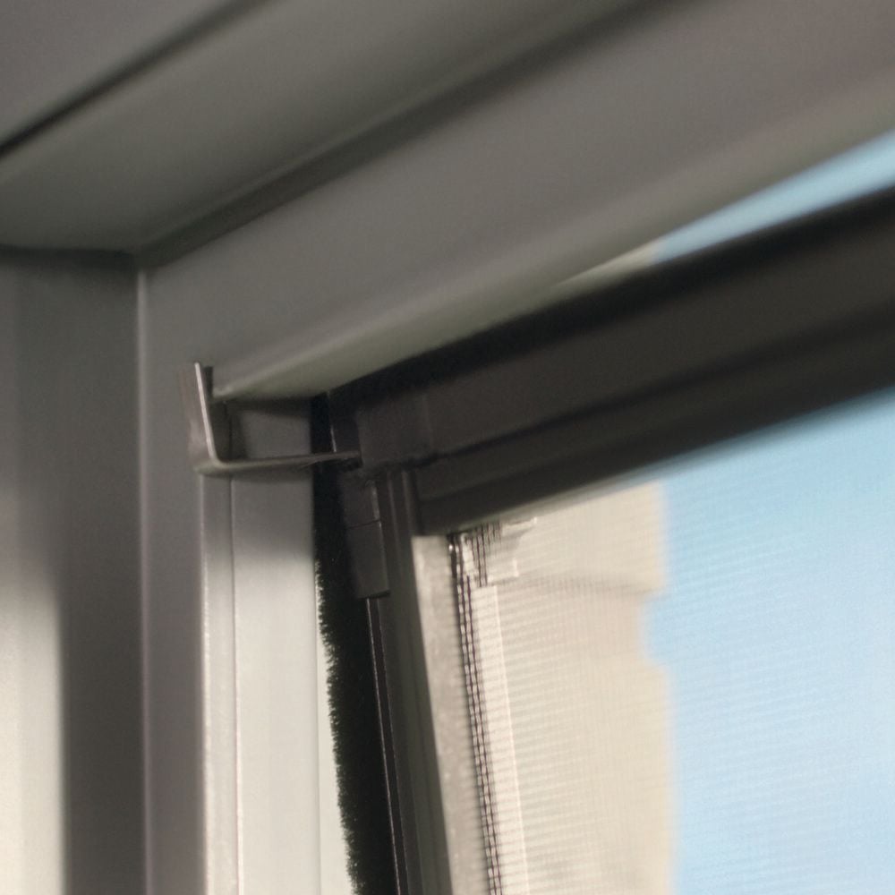 Fliegengitter Tesa INSECT STOP FALT Alurahmen 55214, 80x80cm bis 140x140cm, für Fenster, teleskopierbarer Faltrahmen mit Fliegengitter und Halterung, anthrazit