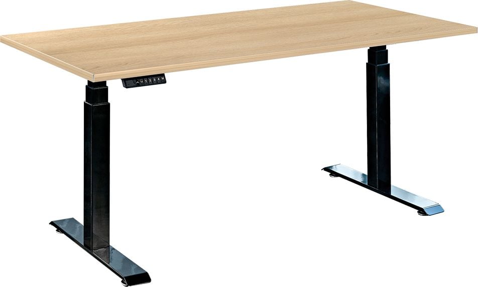 Schreibtisch a-series AS1444, 120 x 80 cm, elektrisch, 120x80cm (BxT), elektrisch höhenverstellbar,
60-125 cm Höhe, rechteckig, T-Fuß, schwarz, eiche