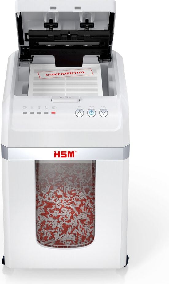 Aktenvernichter HSM shredstar Autofeed X300 1037111, 4x12mm Partikelschnitt, ca. 300 Blatt, 30 Liter Behälter