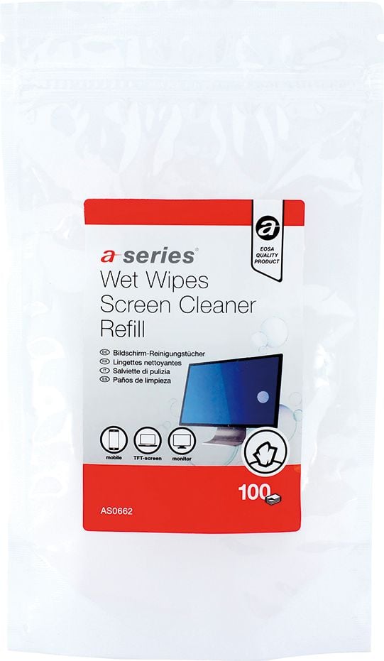 EDV-Reinigungstücher a-series AS0662, für Monitore, alkoholfrei, Nachfüllpack 100
Tücher