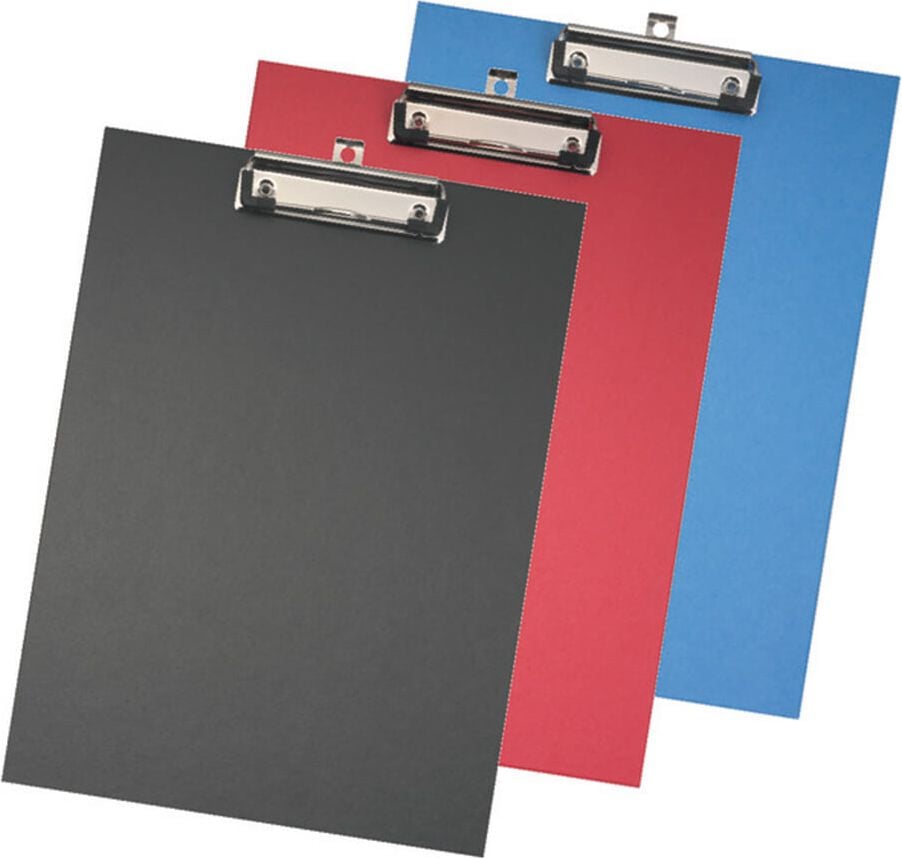 Klemmbretter Falken 112883, A4, Pappkern mit Spezial-Kraftpapierbezug,
Klemme kurze Seite, Aufhängeöse, Blauer Engel, rot