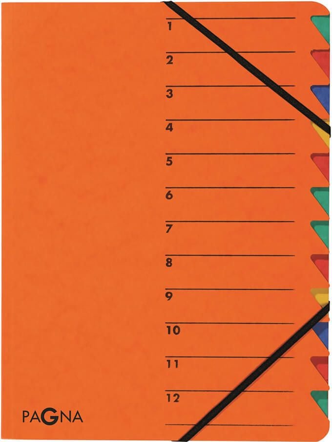 Ordnungsmappen Pagna Easy 24131, A4, 12 Fächer, Pressspan, orange