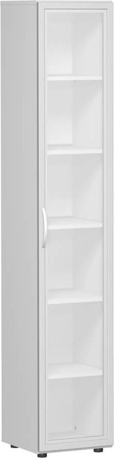 Aktenschrank Geramöbel Flex S-346838, 40x216x42cm (BxHxT), 1 Flügeltür, 5
Fachböden, 6 Ordnerhöhen, Bogengriff, hellgrau