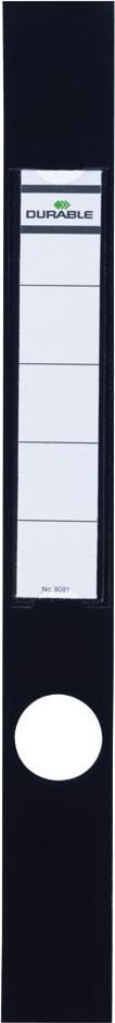 Rückenschilder Durable Ordofix 8091, schmal/lang, mit Einsteckschild, Pack 10 Stück, schwarz