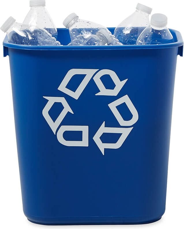 Papierkorb Rubbermaid FG295573, 12,9 Liter, Recyclingsymbol, blau