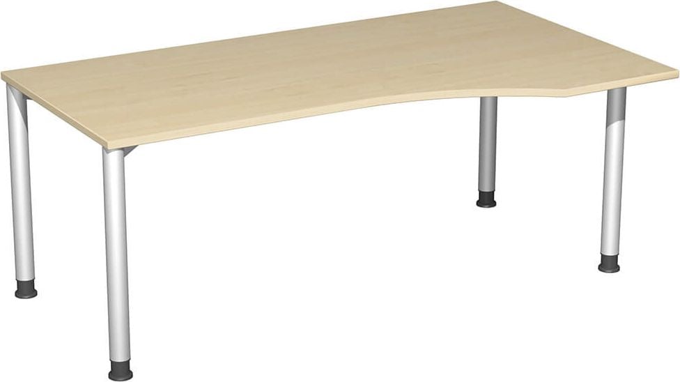 Schreibtisch Geramöbel 4 Fuß Flex S-555305, 180x100cm (BxT), 68-80cm Höhe, Freiform
rechts, 4-Fuß silber, ahorn