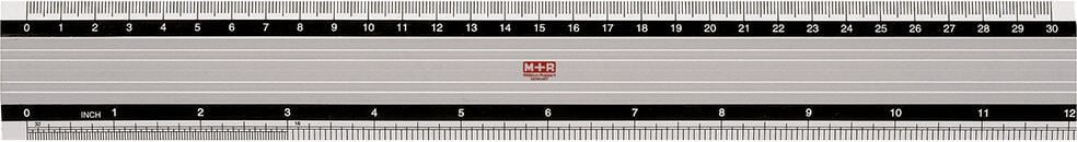 Lineale M+R 718300000, 30cm, Aluminium, cm und inch Skalierung,
silber