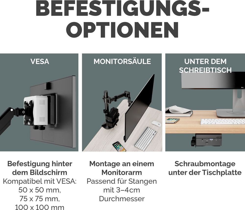 Computerhalterung Fellowes VESA Thin Client Holder, für Client oder CPU, max. Tragkraft 5 kg,
17-70mm, Befestigung an Monitorarm oder
Schreibtisch, schwarz