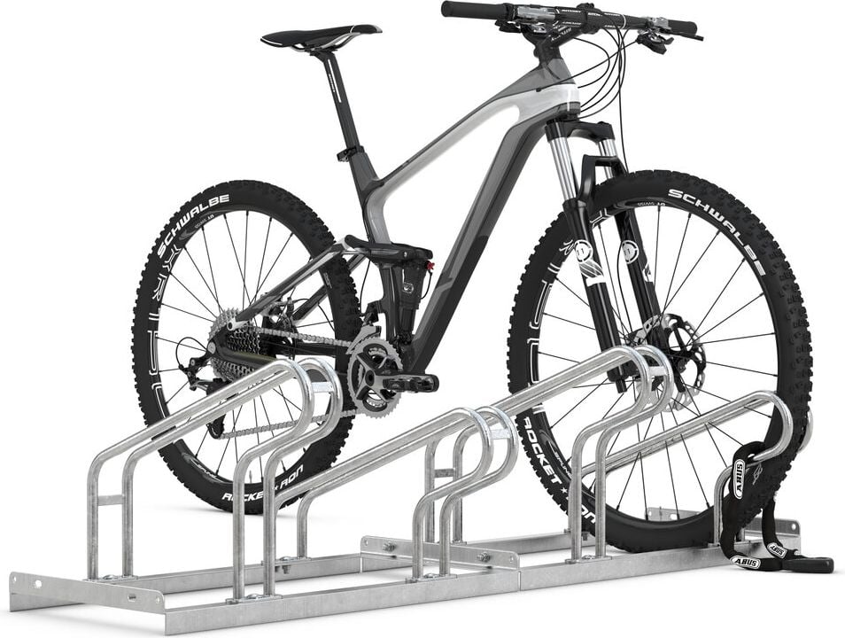 Fahrradständer WSM Bügelparker 2162, verzinkt, Freiaufstellung, 210cm lang, für 12 Fahrräder, bis zu 55mm Reifenbreite, zweiseitige Radeinstellung, Reihenverbindung möglich