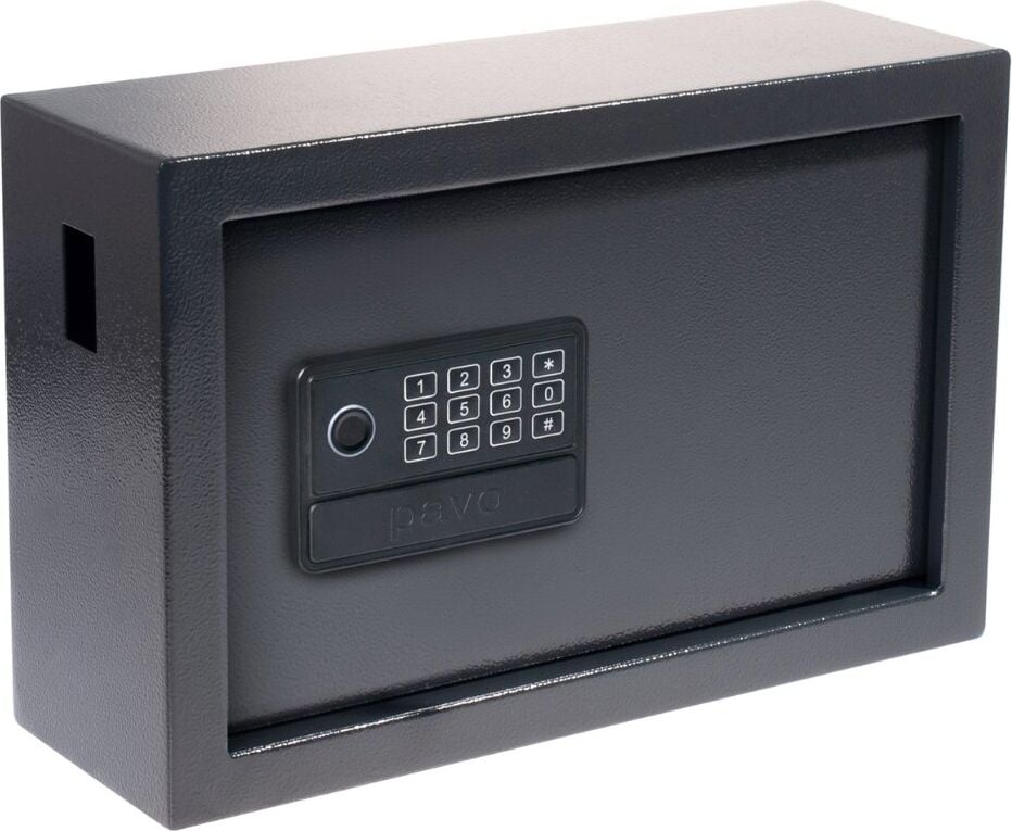 Schlüsselschrank pavo High Security Advanced 8025138, für 20 Schlüssel, Elektronik-Zahlenschloss und Fingerabdruck, Einwurfschlitz, dunkelgrau