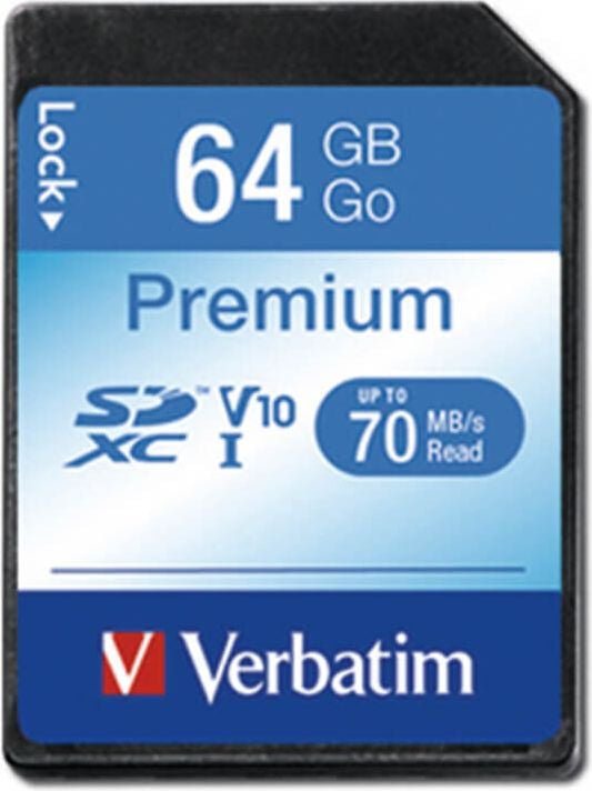 SDXC-Speicherkarten Verbatim 44024, Class 10/U1/V10, 64GB