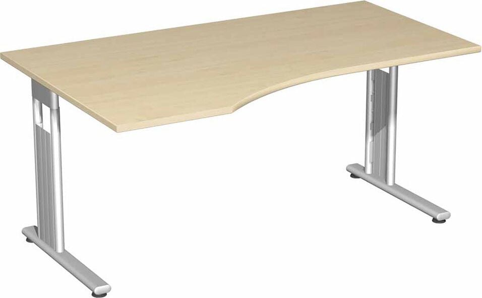 Schreibtisch Geramöbel C Fuß Flex S-618306, 180x72x100cm (BxHxT), Freiform links, C-Fuß
silber, ahorn